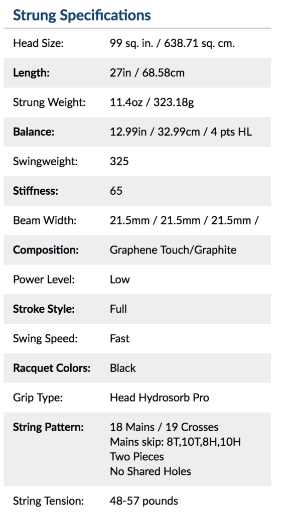 HEAD Graphene Touch Prestige Tour Review Specs